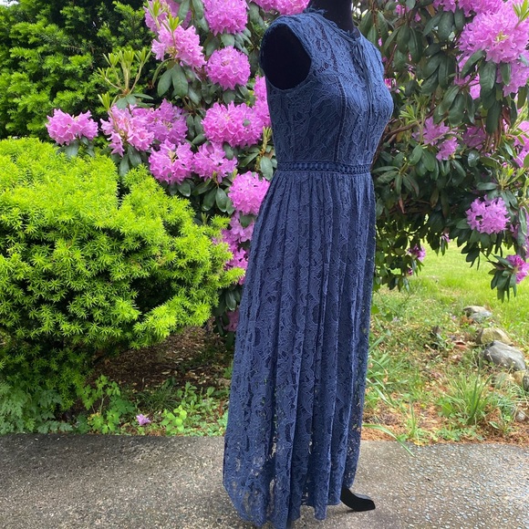 Chelsea28 Navy Blue Lace Midi Dress Small NWT - Picture 6 of 16